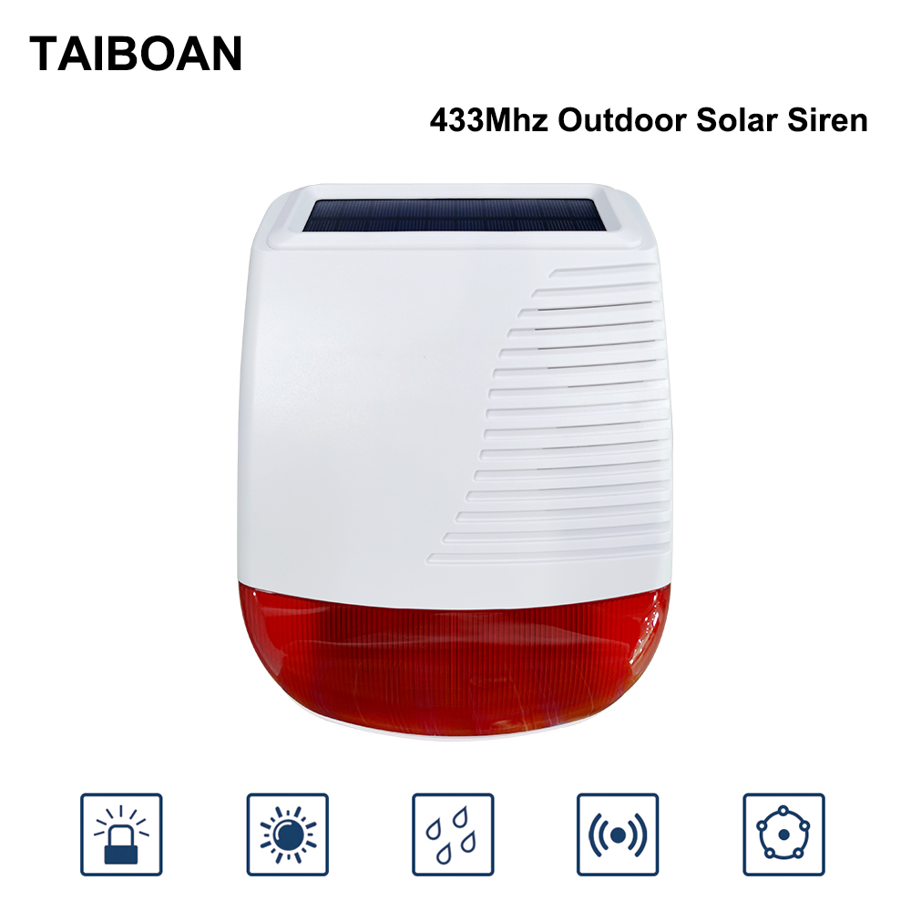 Taiboan 433MHz drahtlose Solar- Strobe Sirene wasserdichte Alarm Horn für Tuya PG103 G30 G50 Heimat Einbrecher Wifi GSM Alarmsystem
