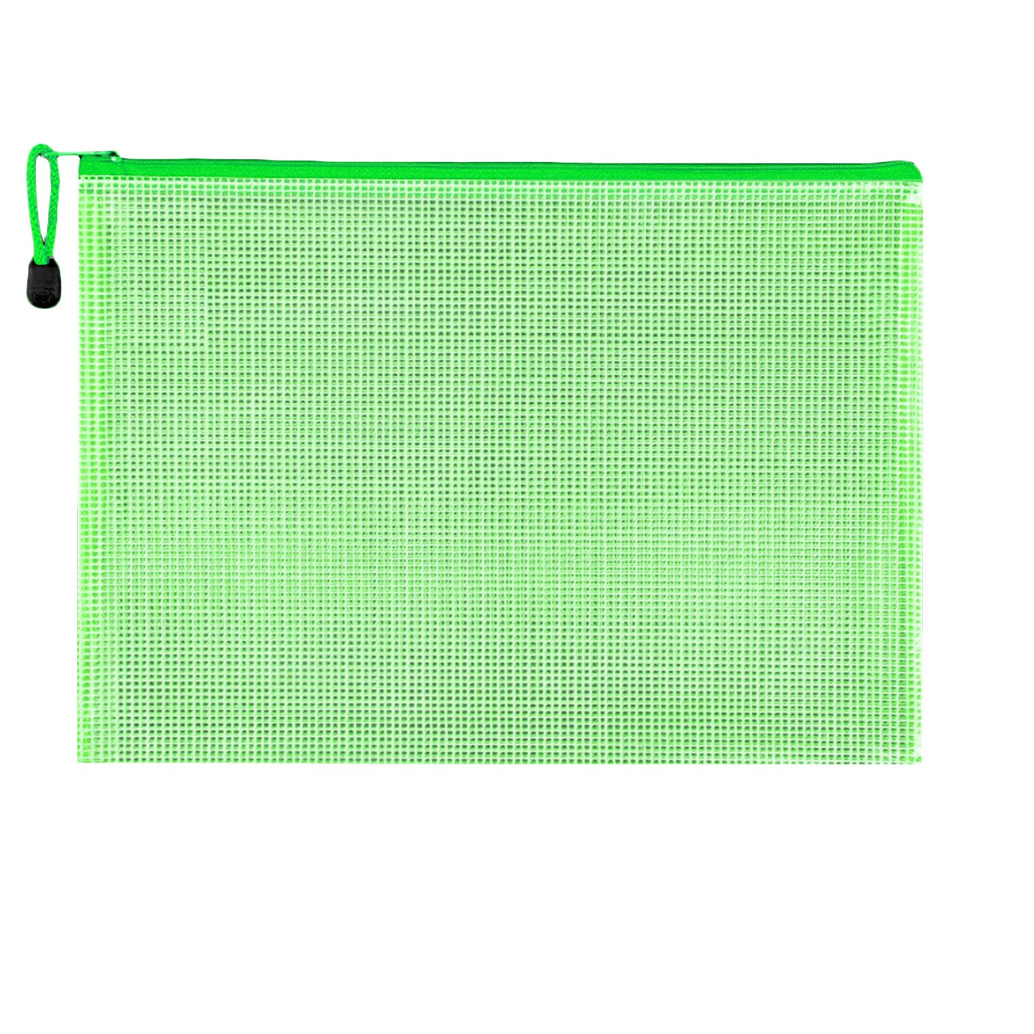 5pcs/lot office File Bag student supplies Waterproof Plastic Zipper Paper File Folder Book Pencil Pen Case Bag File document bag: green