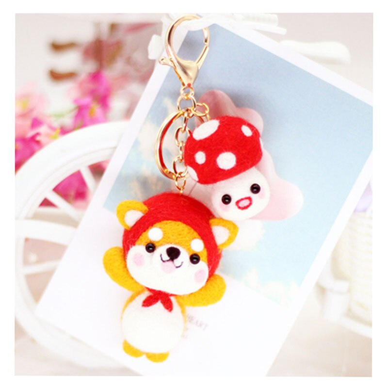 1 zestaw, Wykonany ręcznie diy pakiet materiałów dla szturchać Le placki Shiba Inu żaba grzyb z filcu wełnianego, musisz zrobić do Sama