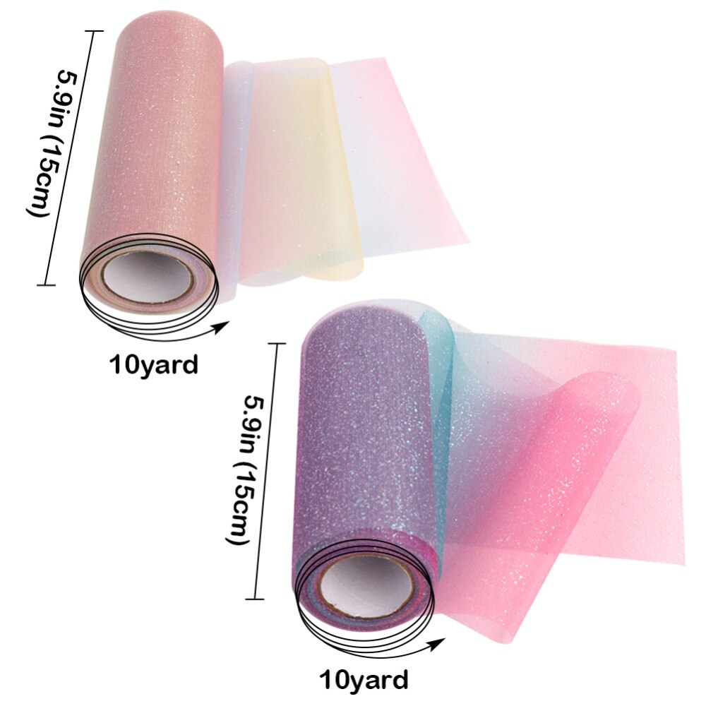 Vores varme regnbue glitter tyl ruller diy tutu nederdel organza stol skærf sløjfe bryllupsfest bånd enhjørning fødselsdag dekoration