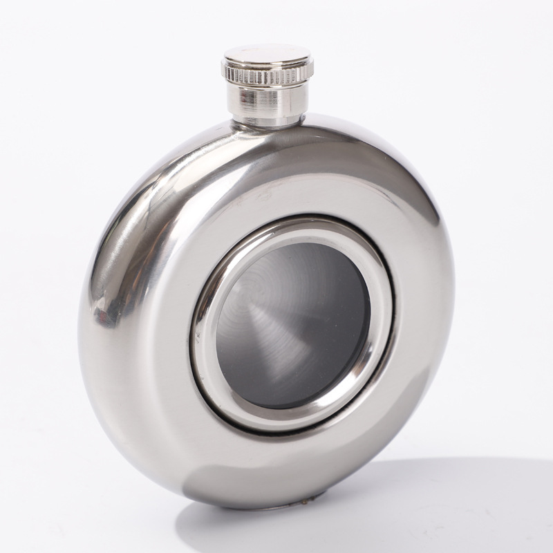 5 oz Ronde Roestvrij Whisky Vodka Heupfles Gouden of Zilveren Kleur Rusland Kolf Met Glazen Venster