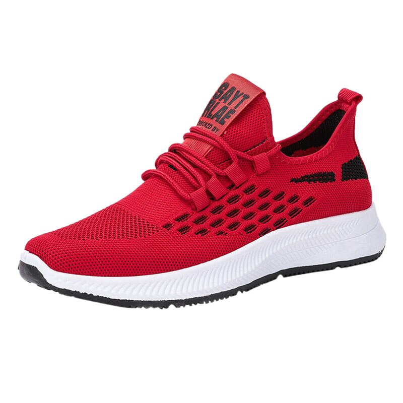 Klassiska sneakers herr stil män casual skor bekväma mesh utomhus promenader joggingskor: Röd / 41