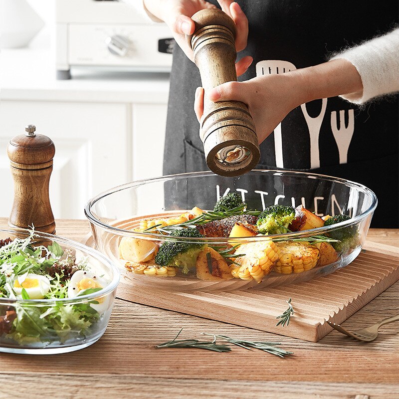 Heat Resistant Glass Dessert Plate Household Microwave Oven Baking Tray Oval Transparent Salad Fish Plate Tableware