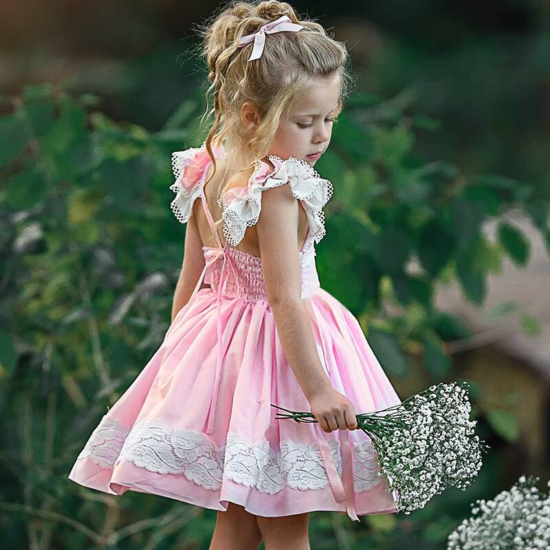 EACHIN dziewczyny sukienki koronkowe haftowane drukowane patchworkowa sukienka księżniczka sukienka dzieci letnia odzież codzienna dziewczynek Sundress