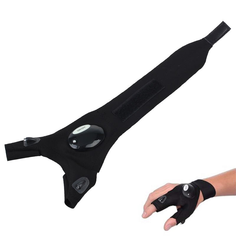 Linterna LED con correa ic guantes sin dedos con 2 luces LED para reparar y trabajar en lugares oscuros, pesca, Camping, Hi: Default Title