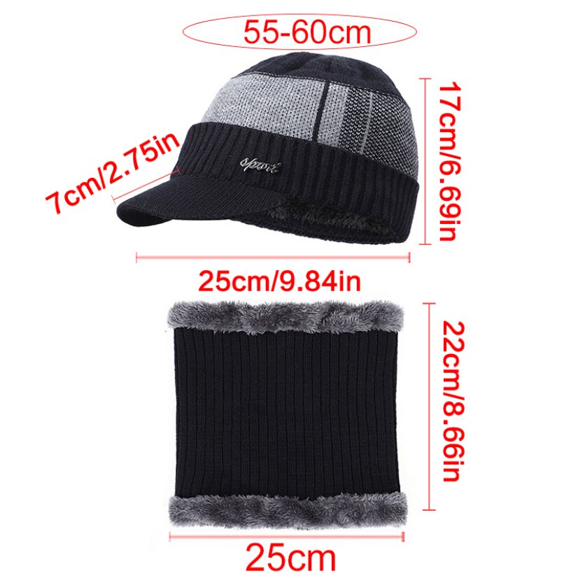 Gorros tejidos nuevos para hombre, gorros gruesos para exterior, gorros cálidos para otoño e invierno, gorros de terciopelo de punto para hombre, conjuntos informales de dos piezas