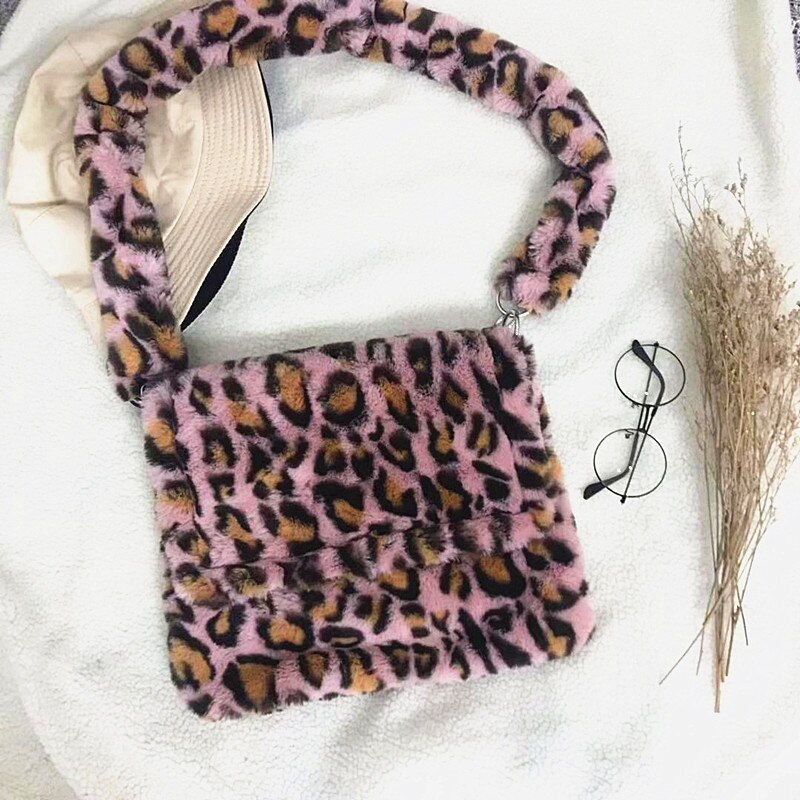 Nische Plüsch Tasche Weibliche Winter Flip Modische Leopard Messenger Frauen Schulter Tasche Mädchen Tote Tasche Pelzigen Flauschigen