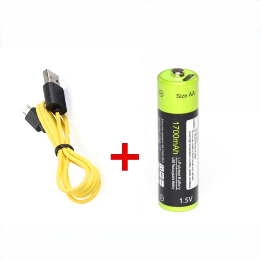 Znter 1.5V Aa 1700 Mah Oplaadbare Lithium Batterij Usb Lithium Polymeer Batterij + Micro Usb-kabel: A