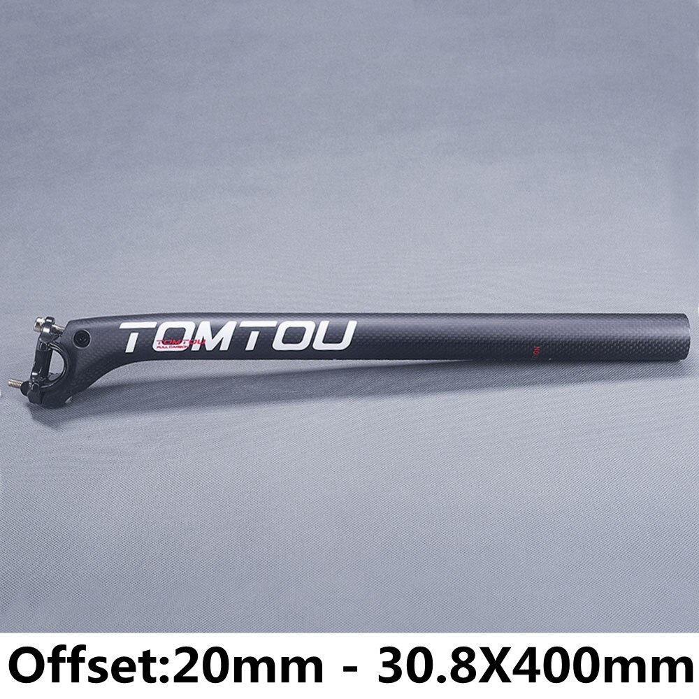 Tomtou carbonvezel fietszadelpen fietsonderdelen 3k mat wit offset 0mm 5mm 20mm diameter 27.2mm 30.8mm 31.6mm: 20mm 30.8 x 400mm