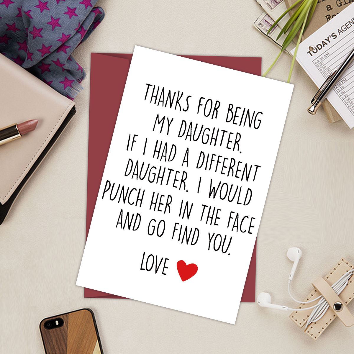 1pcs, Funny Daughter Birthday Card Supplies,Humorous Daughter Birthday Card,Daughter Birthday Card Unusual Items, Cards