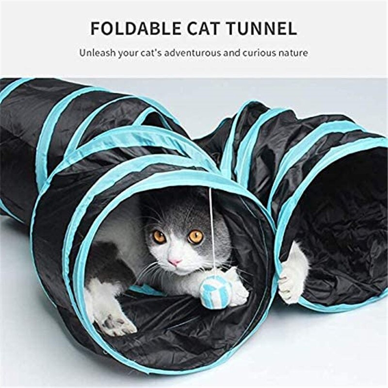 2/3/4 5-way Interactive Collapsible Cat Tunnel Tube Kitty Tunnel Bored Cat Pet Toys Peek Hole Toy Cat Puppy Kitty Kitten Rabbit
