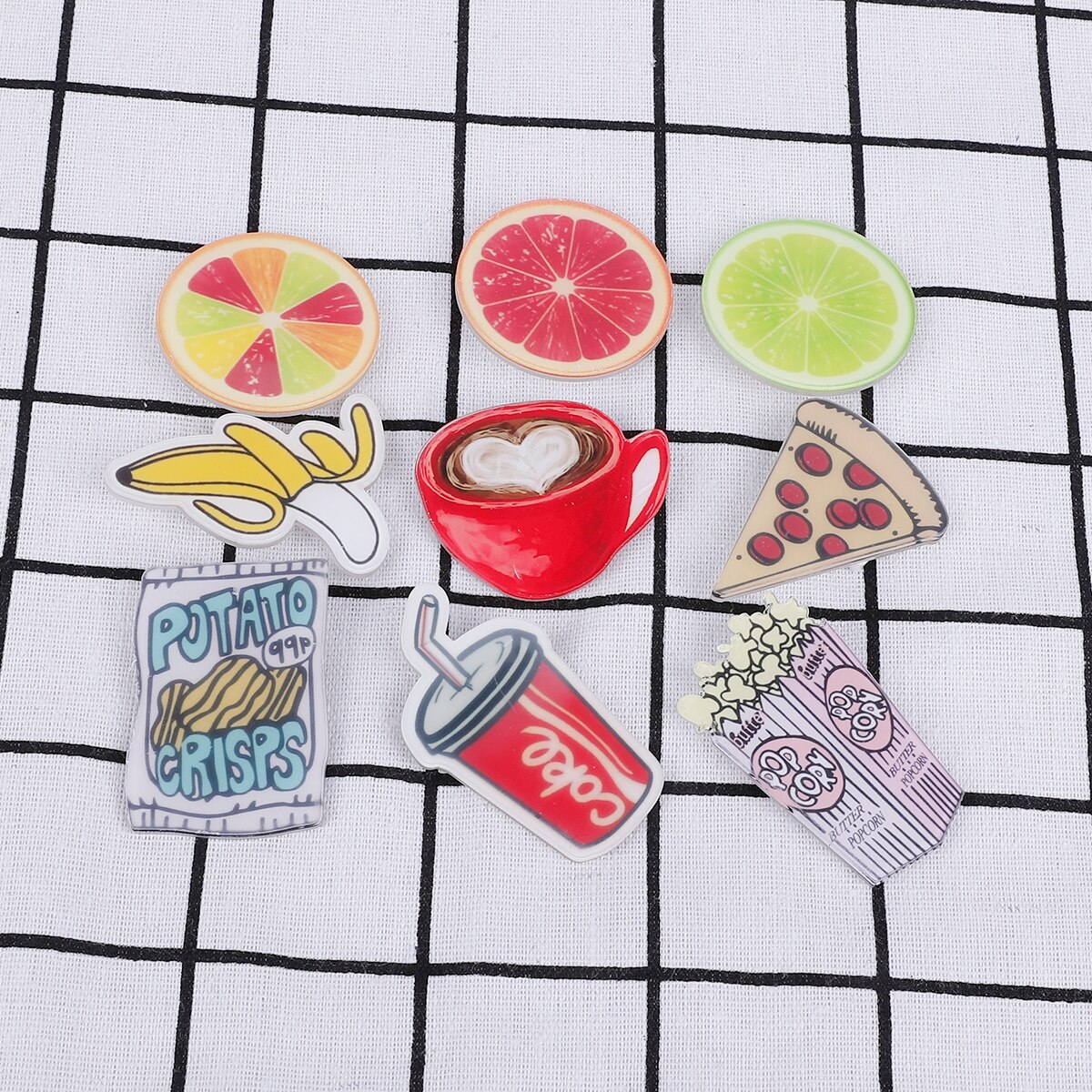 Søde akryl badges nåle til tøj/taske/sko dekoration badge rygsæk frugt pizza pin knap akryl broche