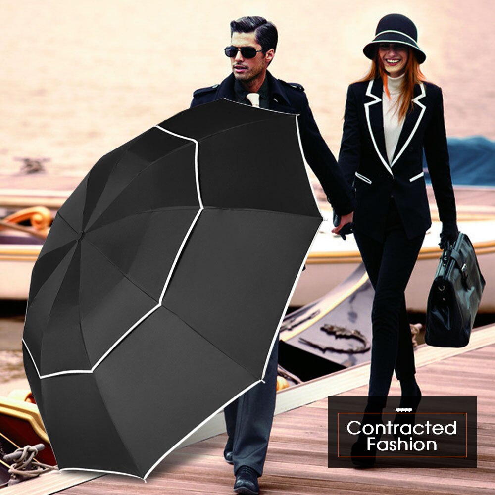 Paraguas grande plegable resistente al viento 3, paraguas grande de lujo para hombre y mujer con diez huesos, paraguas de negocios para hombres, lluvia, mujeres, Parasol de