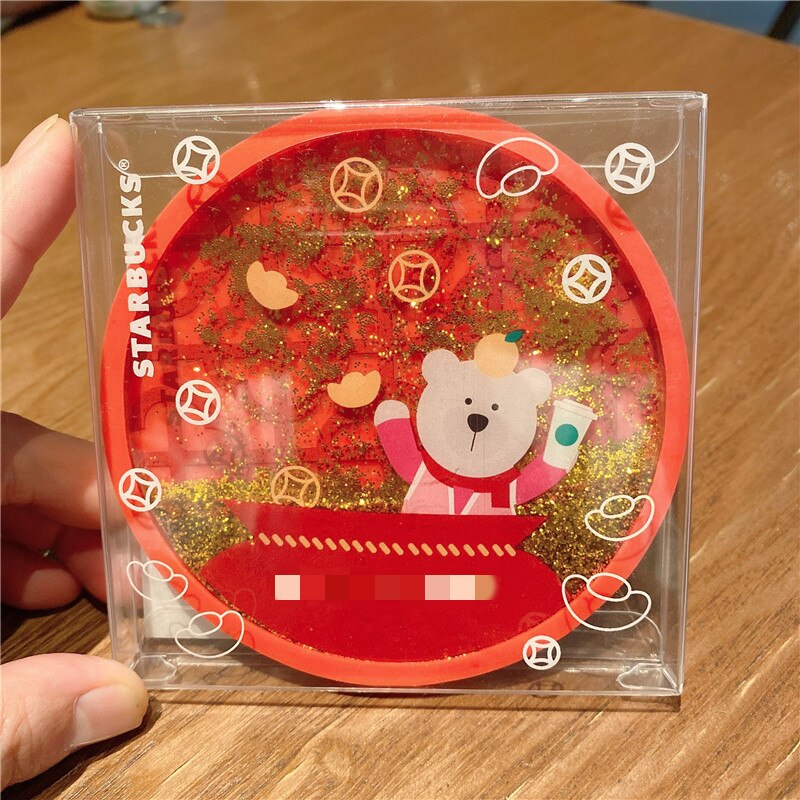 Cherry blossom coasters silikone kviksand flash sakura dækkeserviet drikke kaffe kop måtte skridsikker isolering te pude boligindretning: Rød bjørn