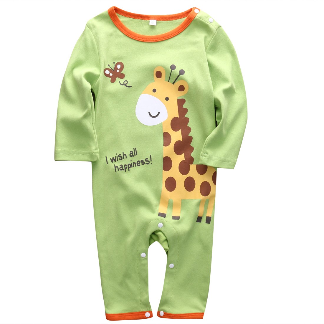 Long Sleeve Elephant Print Romper For Baby Boy Jumpsuit Buttons Up Autumn Winter: B / 18M