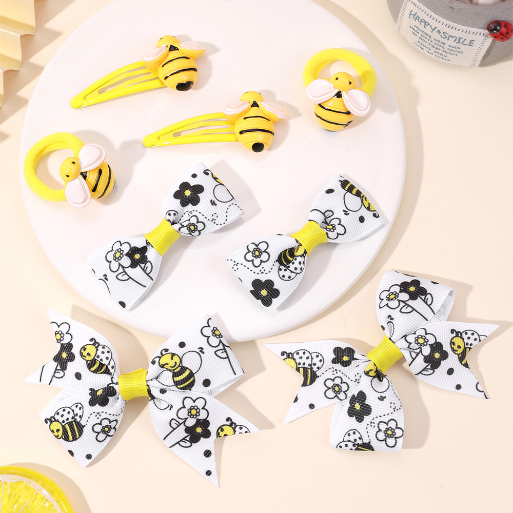 8-delige set schattige bijen haarclips voor meisjes, mini bijen decoratie strik haarclips, klik haarclips en haarbandjes set haaraccessoires