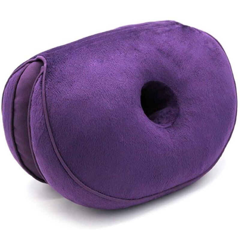 Double Comfort Cushion Plush Lift Hips Up Seat Cushion Folding Pillow Can Be Stored Pressure Relief Fits: purple