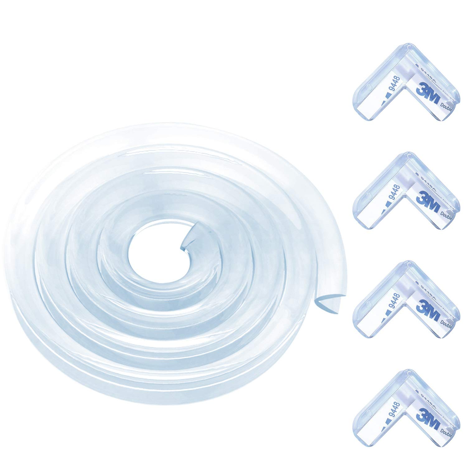 Protector de esquinas de 4M y 6M para Borde de esquina, protectores transparentes para muebles para niños pequeños, tira de parachoques de silicona suave, seguridad para niños: 6M and 4corners