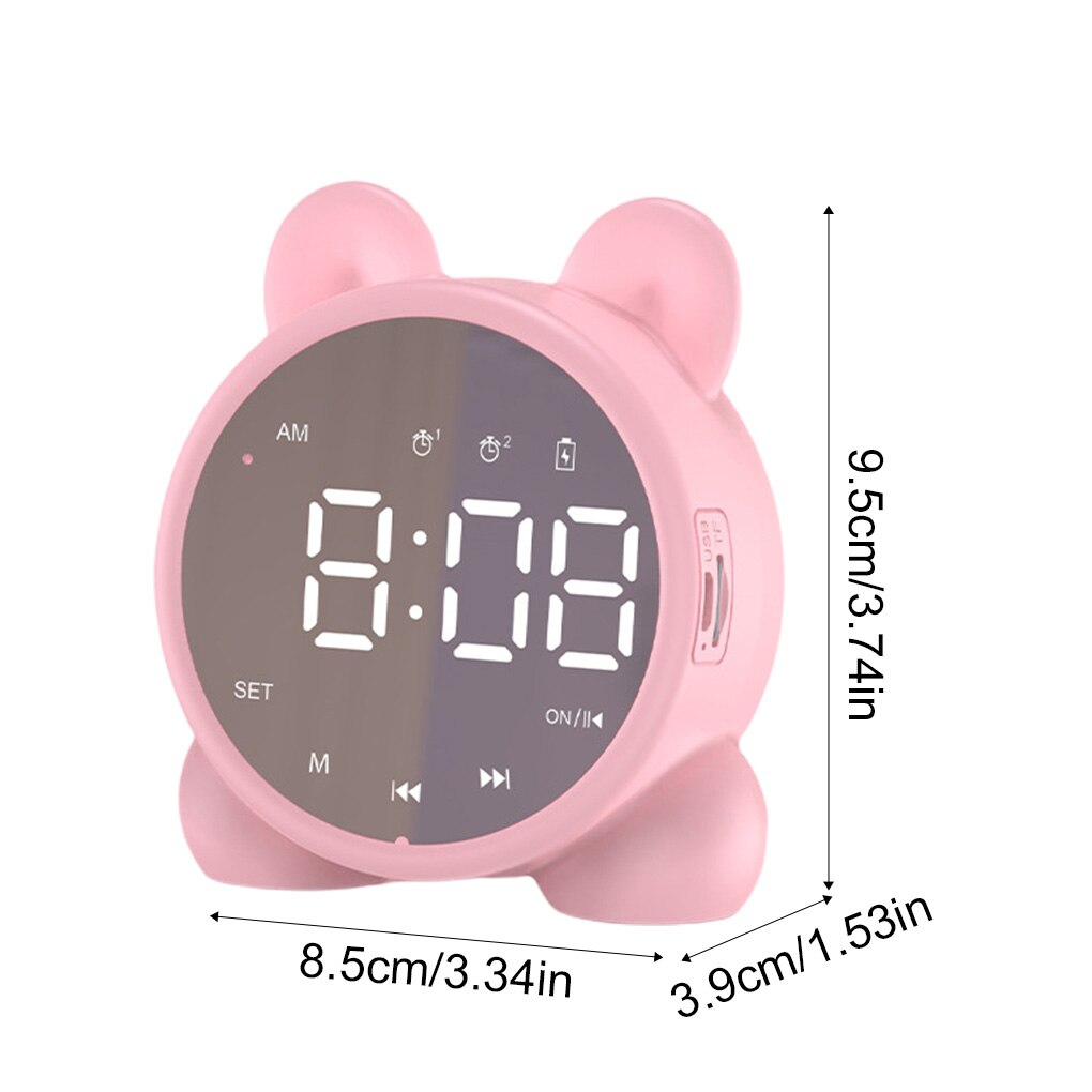 Alarm Clock Rabbit Alarm Clock Led Digital Snooze Cartoon USB Electronic Clock Timed LED Night Light Dinosaur Clock: C-Pink