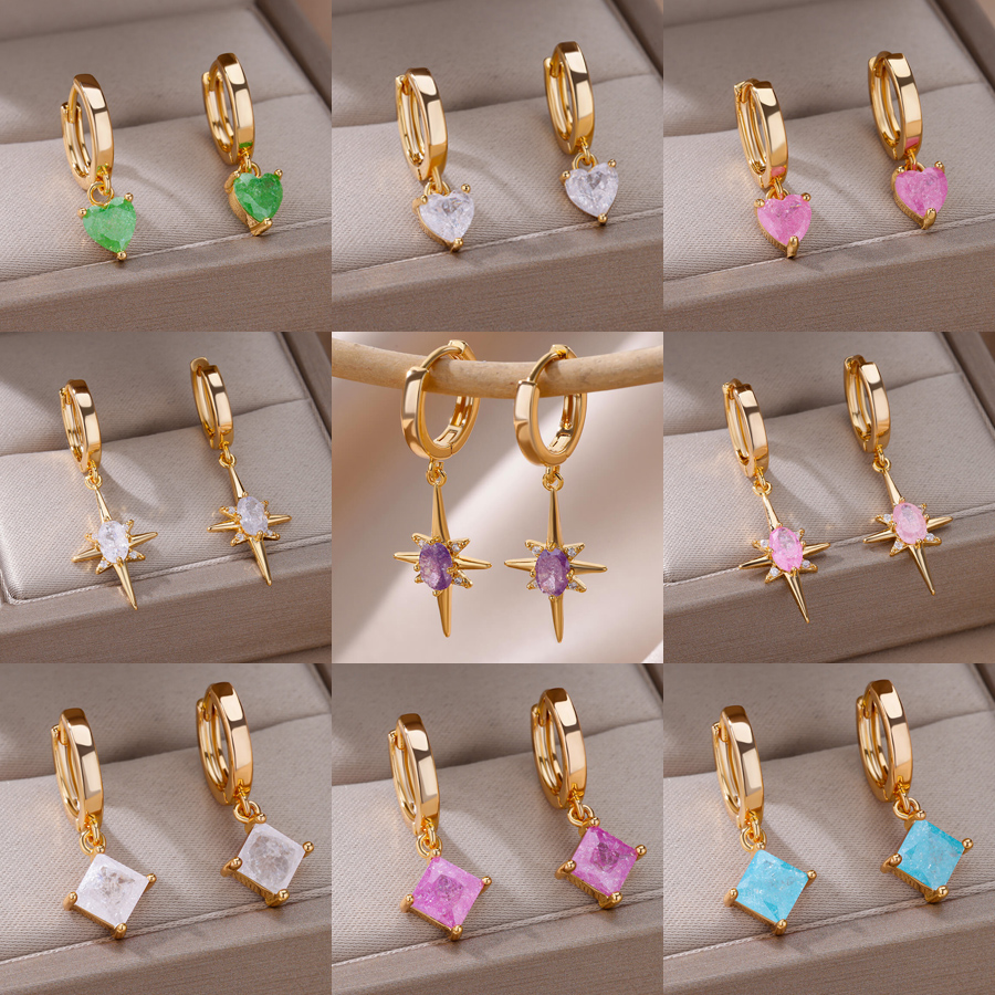 Pendientes de estrella de ocho puntas para mujer, pendientes de acero inoxidable de verano, tendencia nueva en joyería para pareja femenina, aretes de mujer 2024