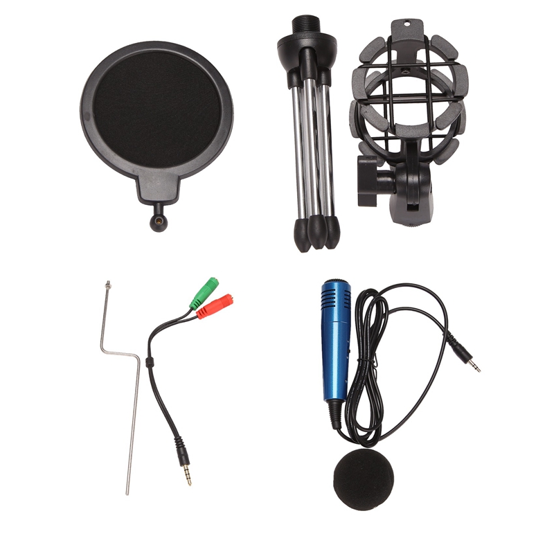 Desktop Microphone Stand with Shock Mount Microphone Clip Condenser Microphone Set: Default Title