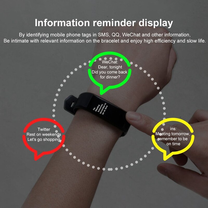 Absq Mode 115 Plus Smart Band Waterdichte Sport Stappenteller Hartslag Bloeddrukmeter Bluetooth Smart Armband Voor En