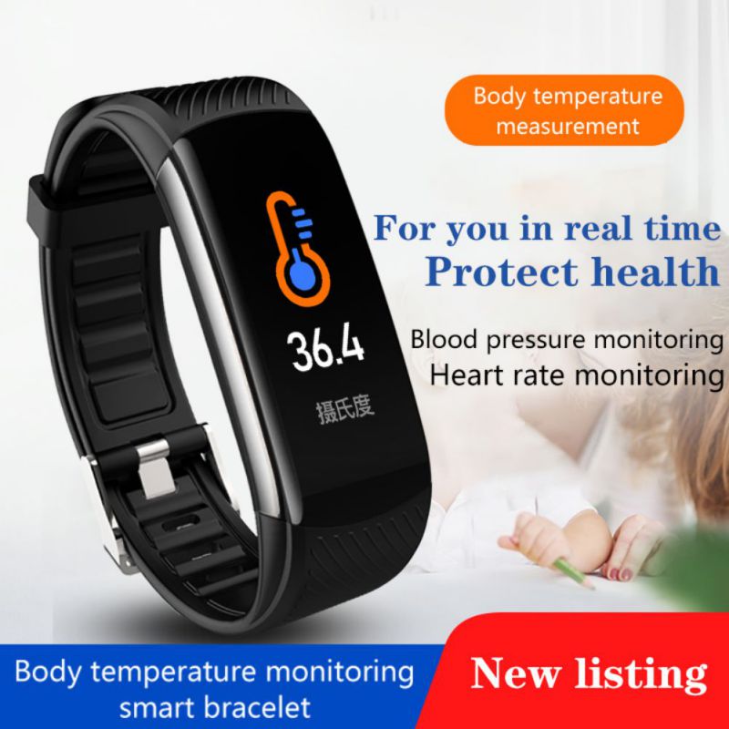 Greatlizard C6T Smart Band - Body Temperature, Blood Pressure, Heart Rate Monitor, Activity Tracker