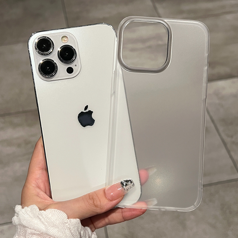 Matte Translucent Ultra Thin Phone Case For iPhone 14 15 Plus 11 12 13 Pro Max Hard Plastic PC Original Transparent Back Cover