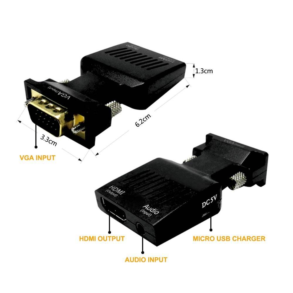 Adapter VGA do HDTV z monitorem audio PC do TV Projektor 1080P Aktywny konwerter
