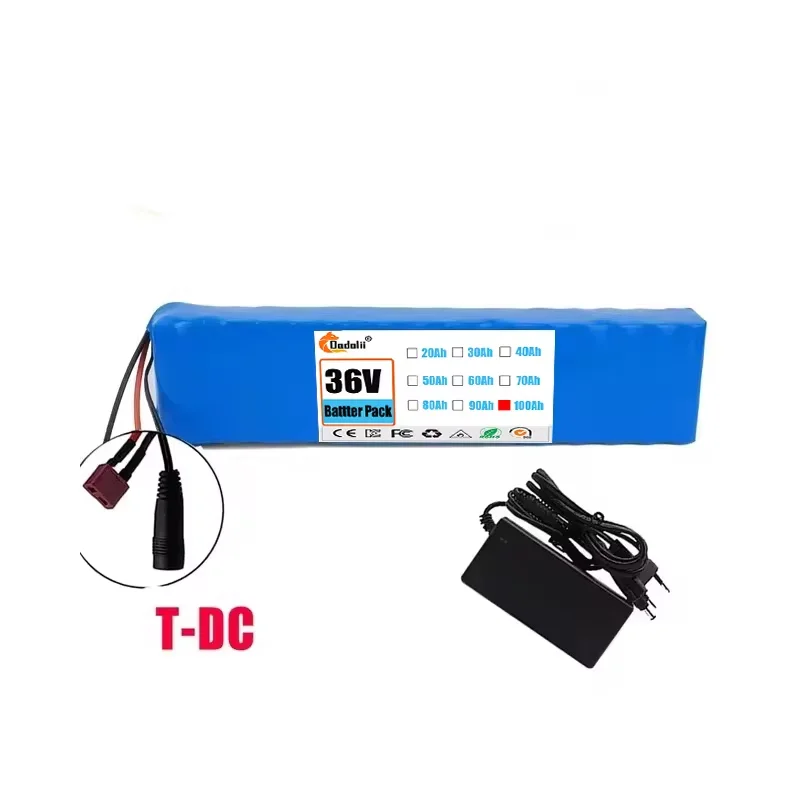 10S3P Electric Scooter Battery 36V 100Ah 18650 Lithium-ion Battery 350W 500W,+42V Charger: Clear