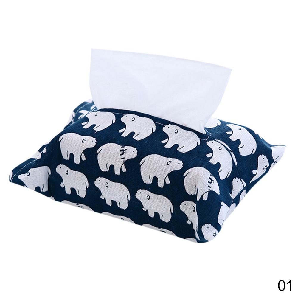 Tissue Bag Cotton And Linen Tissue Box Cover Handkerchief Napkin Holder Cover Cute Animal Printing Baby Wet Wipes Box Wipe Cases: A-01