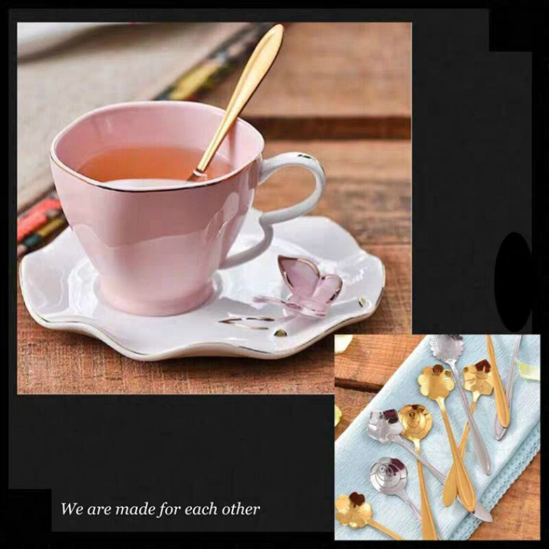 Juego de taza y platillo de café con forma de mariposa para el hogar, juego de tazas de té de la tarde en inglés, 200ml, ,