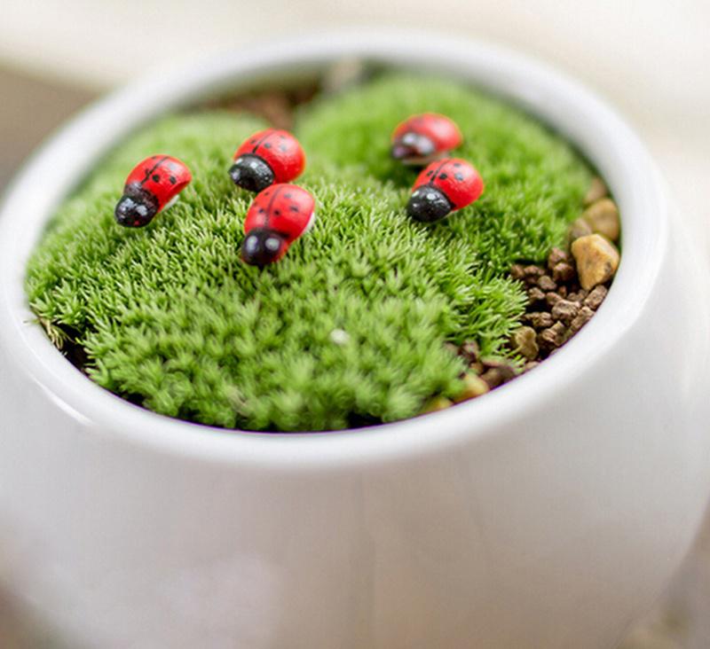 Ornements de jardin bricolage mini coccinelle mousse | 10 pièces, dessin animé tendance, ornements micro paysage, ornements de bricolage