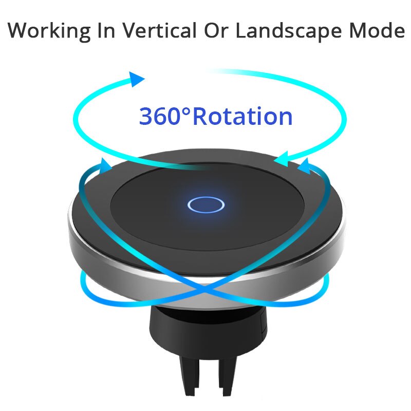 10W 360 Degree Rotation Car Wireless Charger For iPhone XsMax Xs Xr 8plus Qi Magnetic Wireless Car Charger For Samsung S10 S9 S8