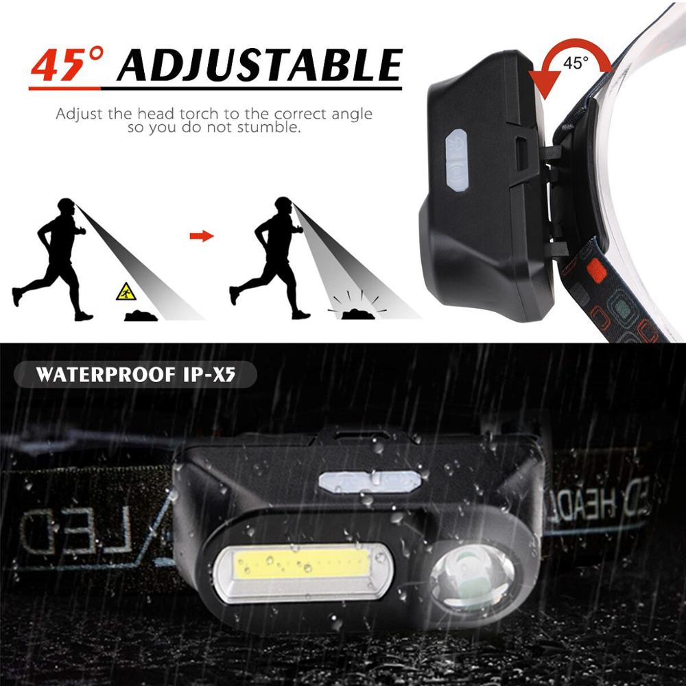 3800lm kraftige xpe+kolbe hodelykter usb oppladbar hodelykt utendørs camping usb hodelykt vanntett hodelykt  av 18650 batteri