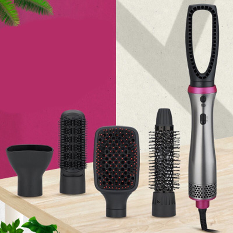 Multifuncional secador de cabelo 5 em 1 escova redonda rotativa escova de ar quente secador de cabelo com bocal de ar