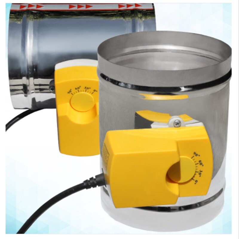 Hvac Rvs Demper Elektrische Verstelbare Air Valve Gemotoriseerde Terugslagklep Voor Ventilatie Met Drie Positie 100Mm 220V