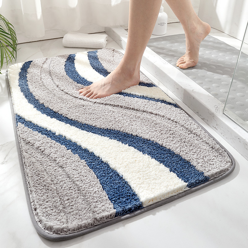 Quick Dry Absorbent Bath Rug Non Slip Soft Cloud Comfort Anti Shedding TPR Backing Lock Fiber Tech No Lint Fluffy Bathroom Mat: Ivory / 400MMx600MM