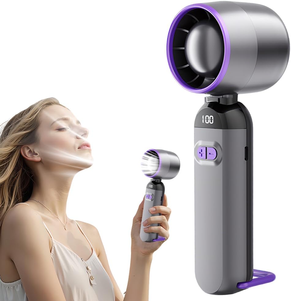 Draagbare ventilator Handventilatoren met snelheid Zomer Mini draagbare handventilatoren Dames Heren Persoonlijke ventilator voor reizen Kamperen enz: Zilver