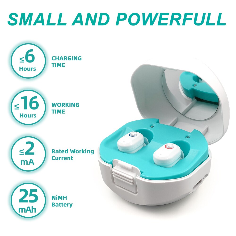Bedste mini cic høreapparat audifonos usynlige høreapparater lydforstærker & med opladningskasse shopping: Et par hvide
