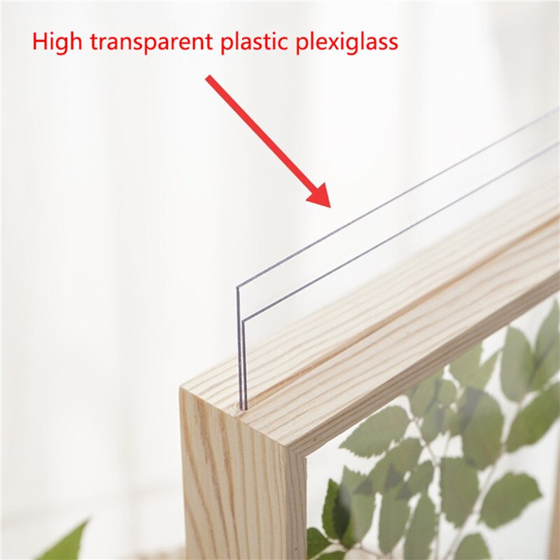 Wooden Double-Sided Glass Photo Frame Retro/Wood Color Acrylic Specimen Frame Picture Frame For Home Business Place