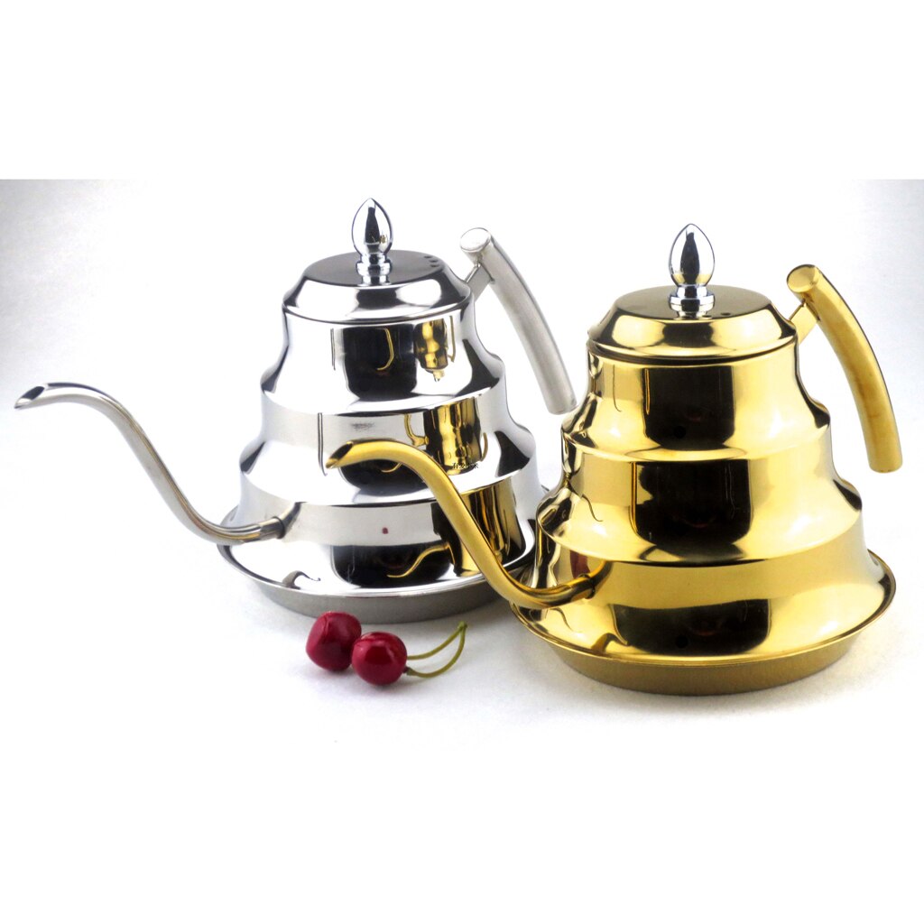Coffee Drip Stainless Steel Kettle Tea Pot Maker Infusion Gooseneck Golden, Silver