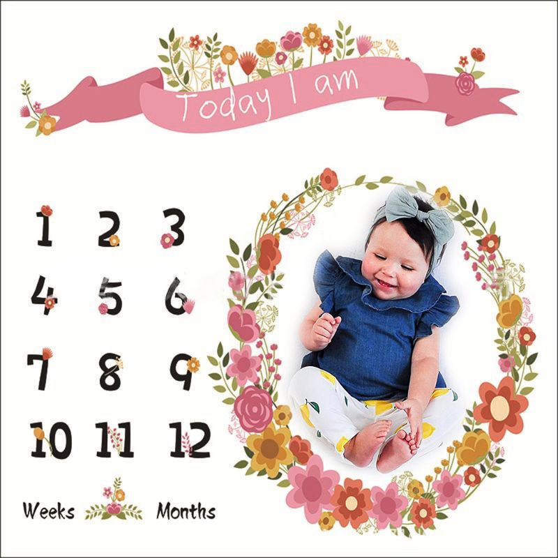 Unisex Baby Newborn Photography Background Cloth Cartoon Milestone Blanket 57BF