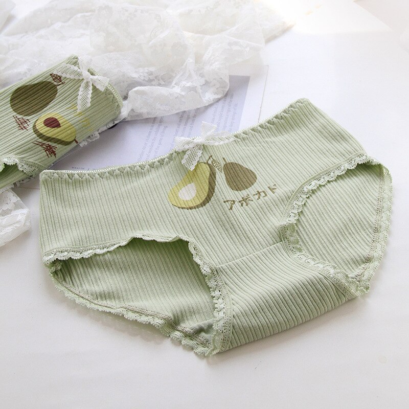 6 Stks/set Kinderen Ondergoed Cartoon Avocado Fruit Afdrukken Strik Verticale Graan Meisje Ventilatie Driehoek Broek