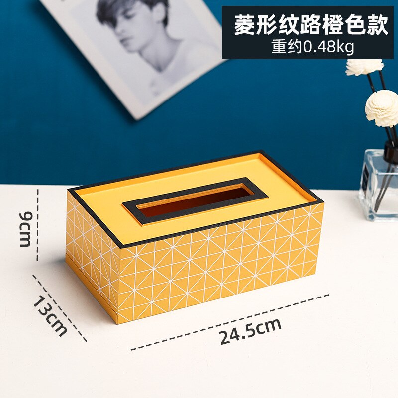 Simple Wooden Tissue Box Container Hollow Napkin Storage Box Home Office Restaurant Desktop Decor Tissue Dispenser Organizer: Orange