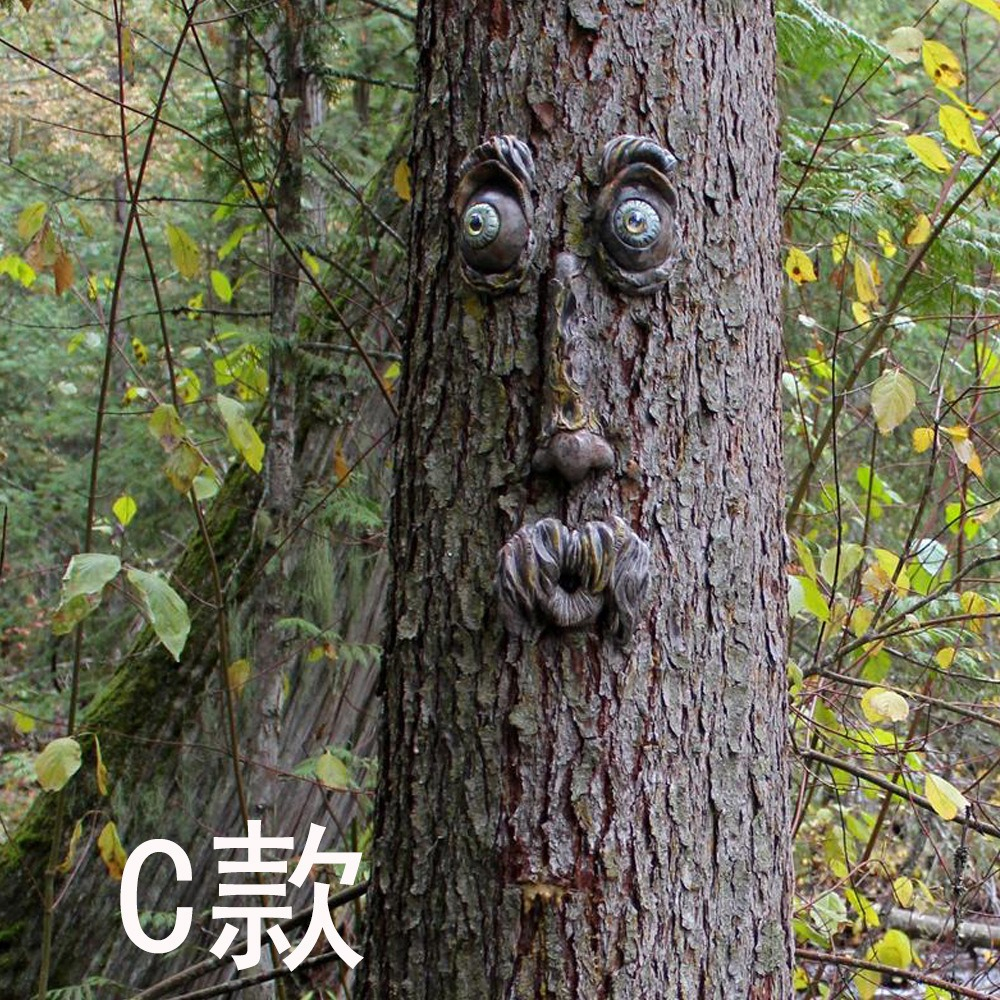 Drôle vieil homme arbre visage Hugger jardin Art extérieur arbre amusant écorce fantôme visage Sculpture fantaisiste arbre visage jardin décoration: Argent