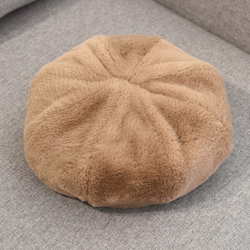 Ht3331 baskrar höst vinter hattar för kvinnor mjuk fleece solid basker hatt dam vintage åttkantig keps kvinnlig retro dam basker: Kaki