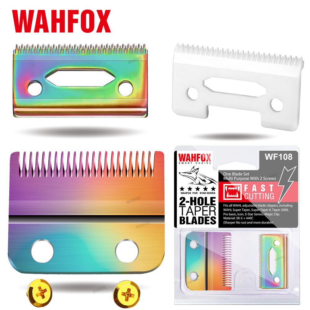 WAHFOX Blade For Barber Hair Clipper For WAHL Clipper 2-Hole Replacement Blades With Ceramic Blade