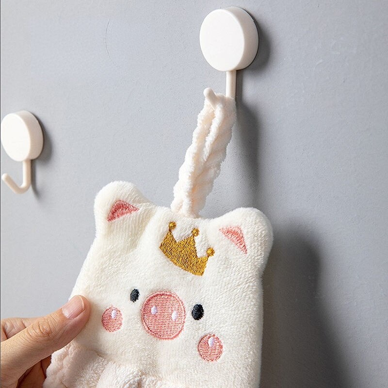 2 Pcs Cute Children's Handkerchief Towels Hanging Thickened Pure Cotton Absorbent Bathroom Face Wash Towel Kitchen Accessories