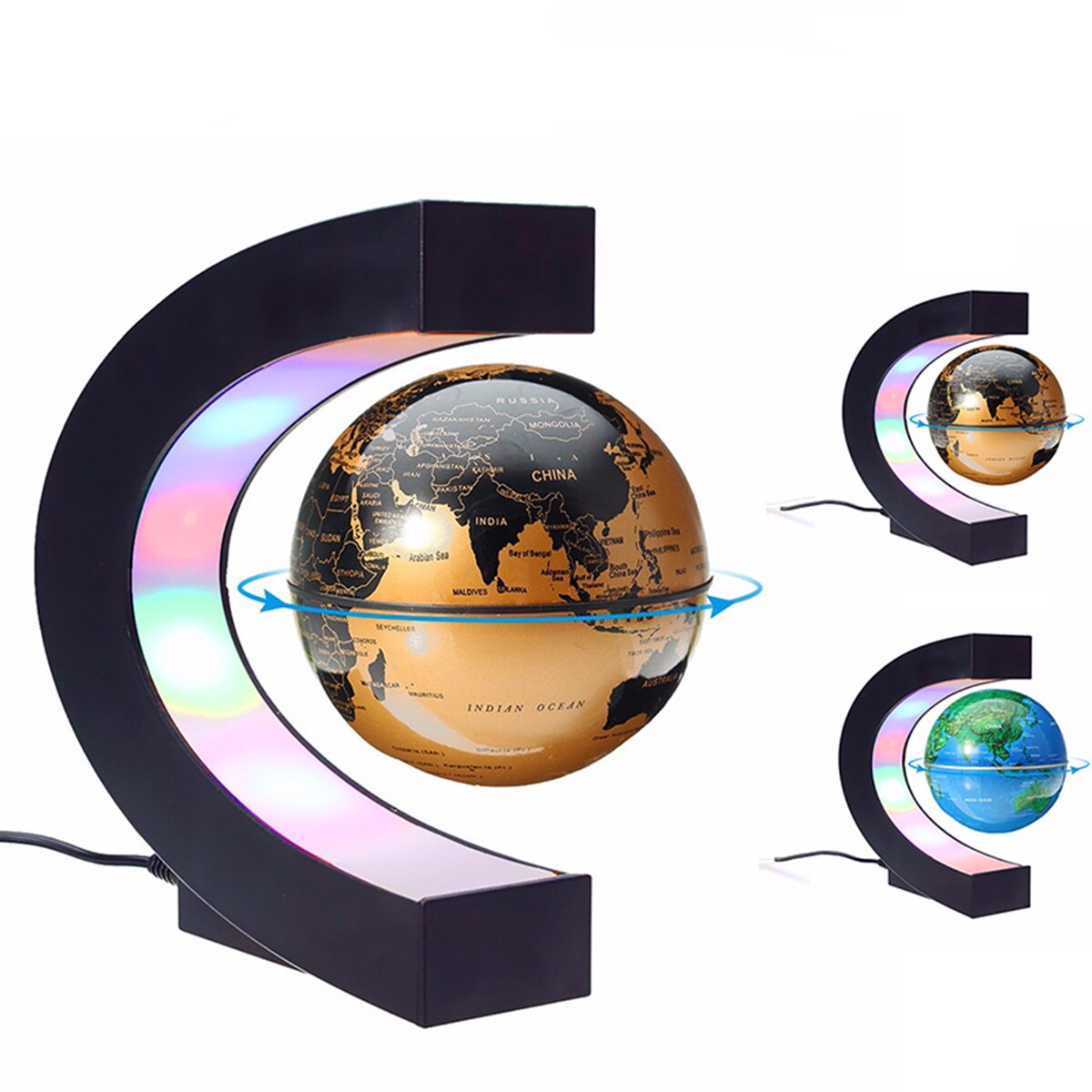 Elektromagnetisk suspension globus anti-tyngdekraft ledet lys magnetisk suspension globe verdenskort kugleundervisning boligindretning kloden